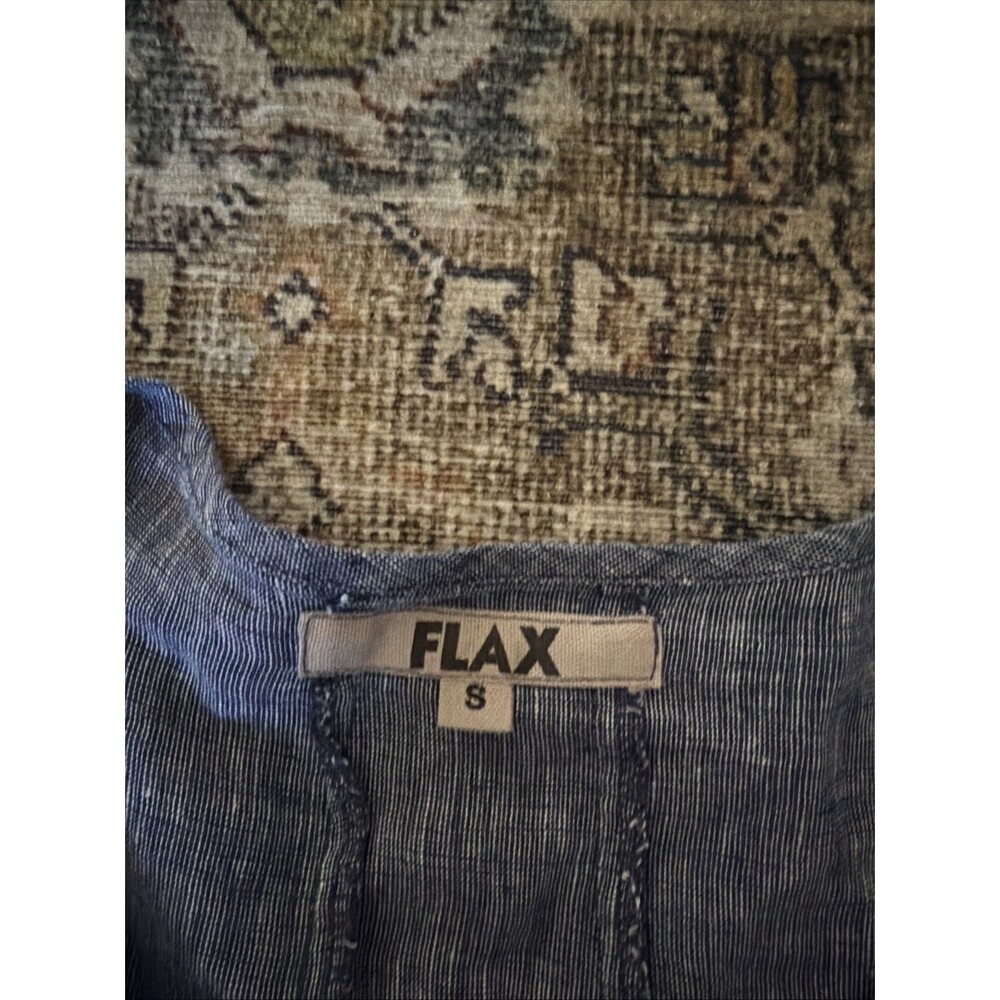 Flax Long Sleeve 100% Linen Blouse Shirt Size Small Blue Button Down - Picture 2 of 4